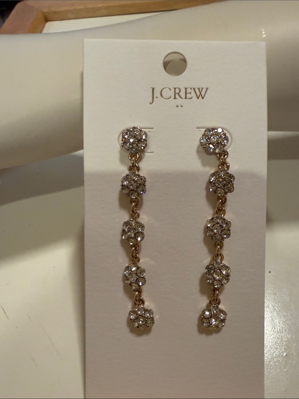 J. Crew Factory Gold-Tone Crystal Cluster Drop Earrings - Clear